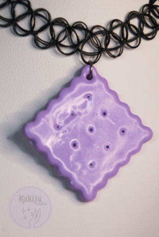 Choker z herbatnikiem liliowy