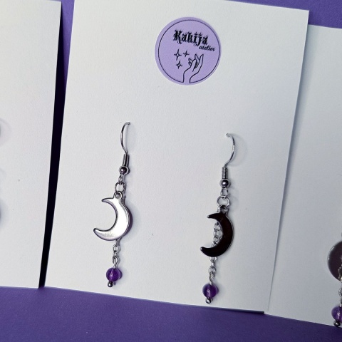 Kolczyki-księżyce z ametystem naturalnym