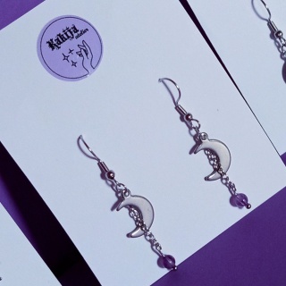 Kolczyki-księżyce z ametystem naturalnym