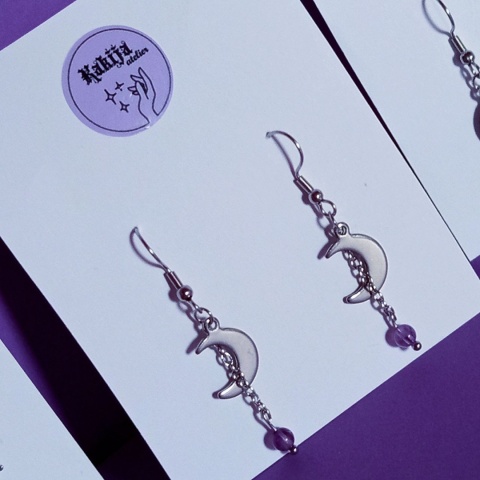 Kolczyki-księżyce z ametystem naturalnym