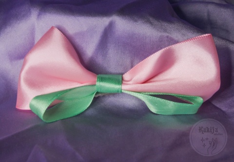 Spinka z kokardką różówo-miętowa